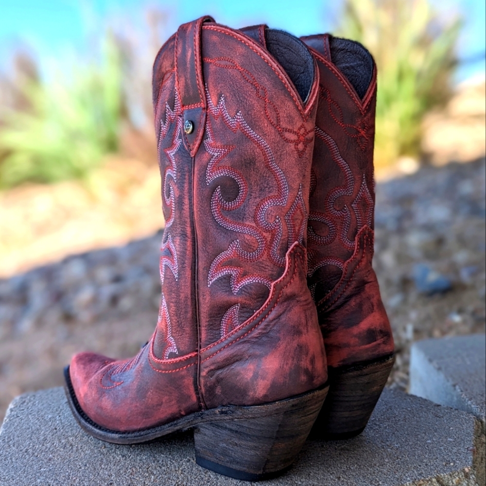 LIBERTY BLACK LB711219C Sienna classic snip toe cowgirl boot Vintage Rojo Red 7 - Picture 3 of 16